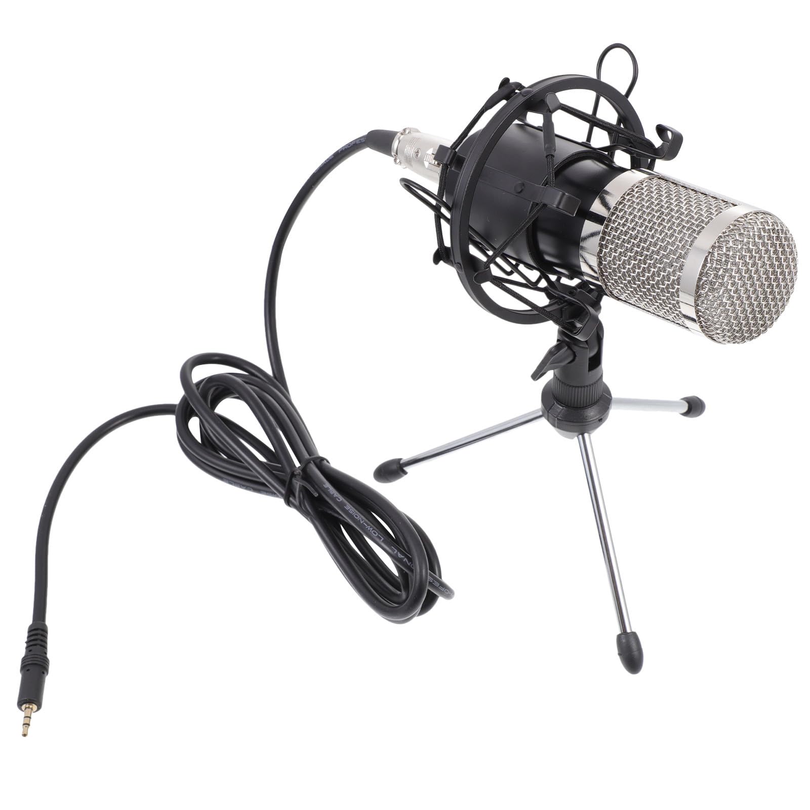 TOYANDONA Condenser Microphone Kit 3.5mm Wired with 48v Phantom Power Black Silver Mesh Head Multipurpose Mic for Home, Ktv, Meetings and Recording Random Color