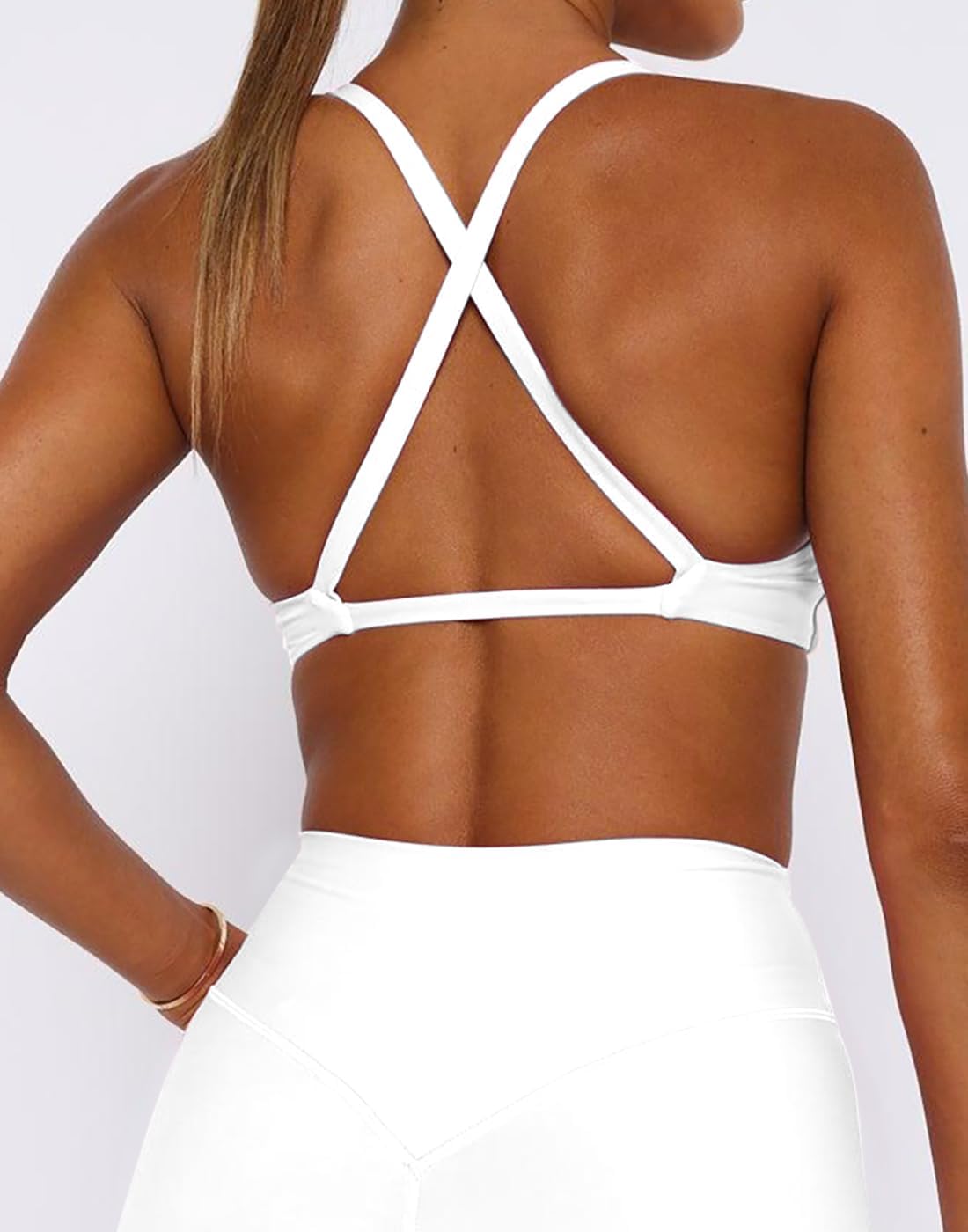 Dressmine Sports Bra for Women Padded Strappy Cross Back Twist Support Impact Sports Bras with Removable Cups Workout Top - Image 2