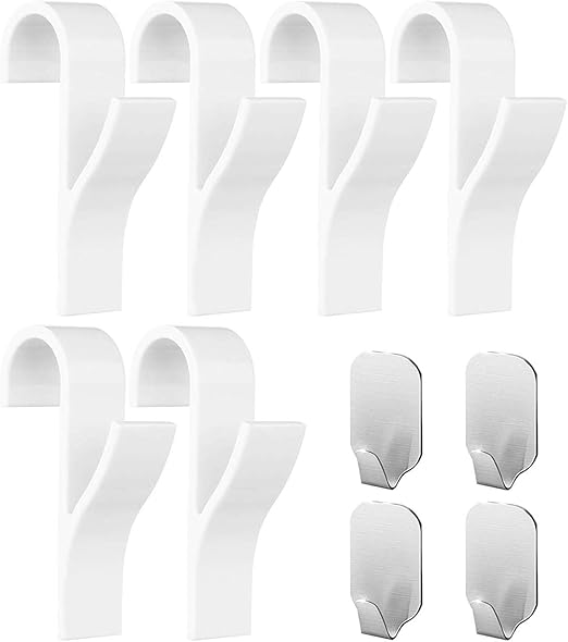 aoory Ganchos para toallero (Pack de 10) – 6 Piezas de Ganchos de plástico ABS para toalleros con radiador, 4 Piezas de Ganchos para Toallas Adhesivos ...