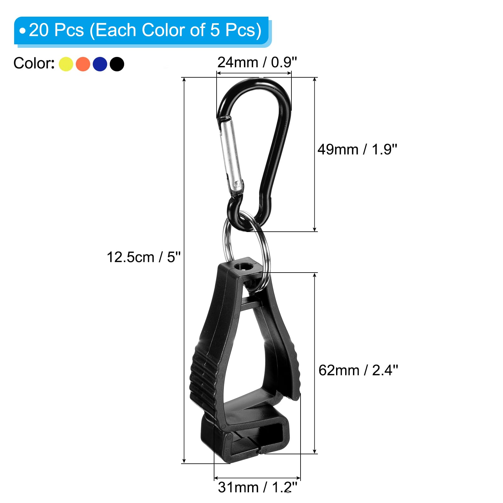 PATIKIL Glove Clips, 20 Pack Gloves Holder Clip Glove Belt Keeper Work Gloves Grabber Helmet Hanger for Construction Worker Multicolor - Image 2