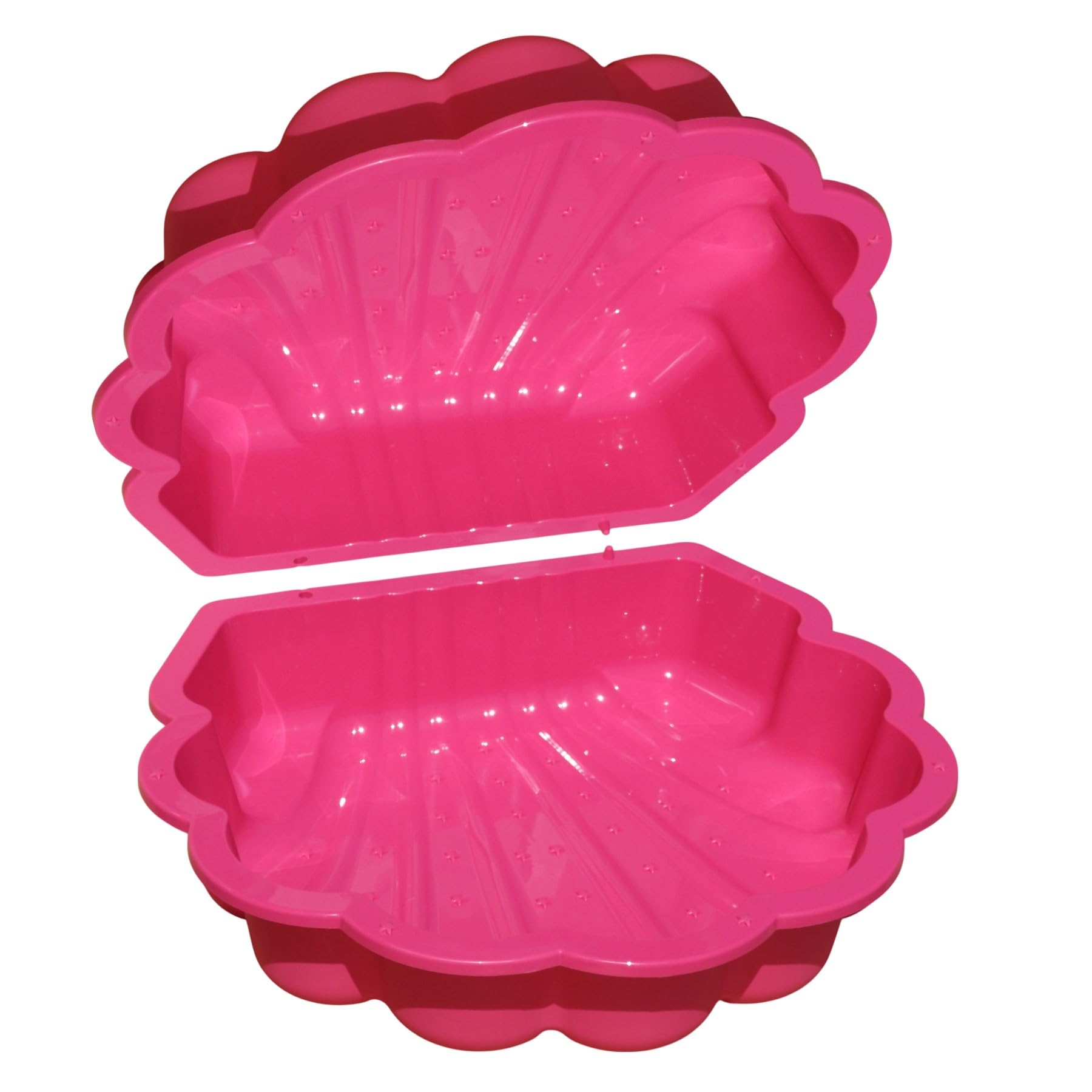 Wassermuschel Sandmuschel Sandkasten 2-teilig aus Kunststoff Muschel mit Deckel (pink mit Sterne)