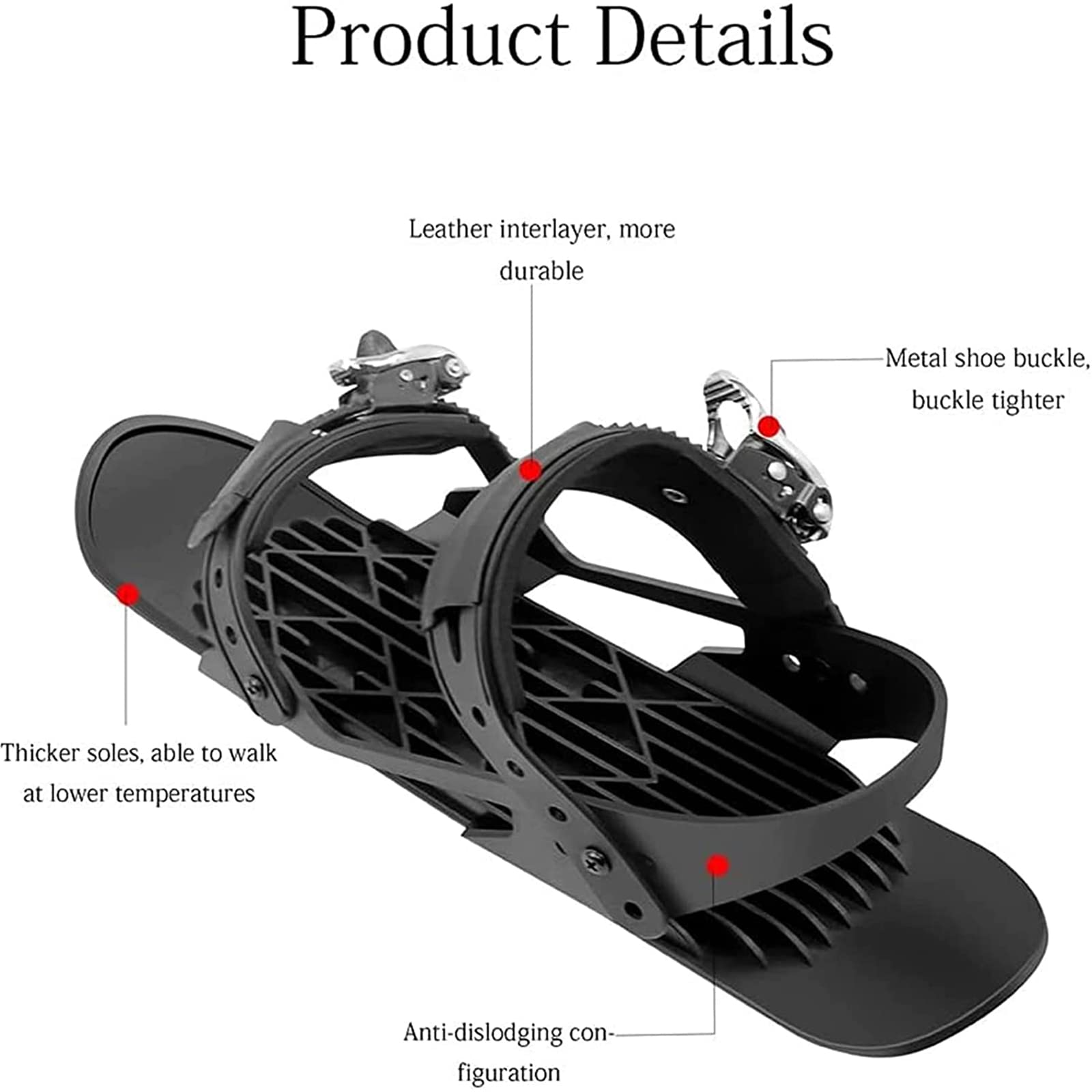 Mini Pattini da Sci Portatili Sport Mini Pattini da Sci Corti per Scarpe da Snowboard Snow Walking Snowboards Sci da Neve per Scarpe Invernali,Classic Models