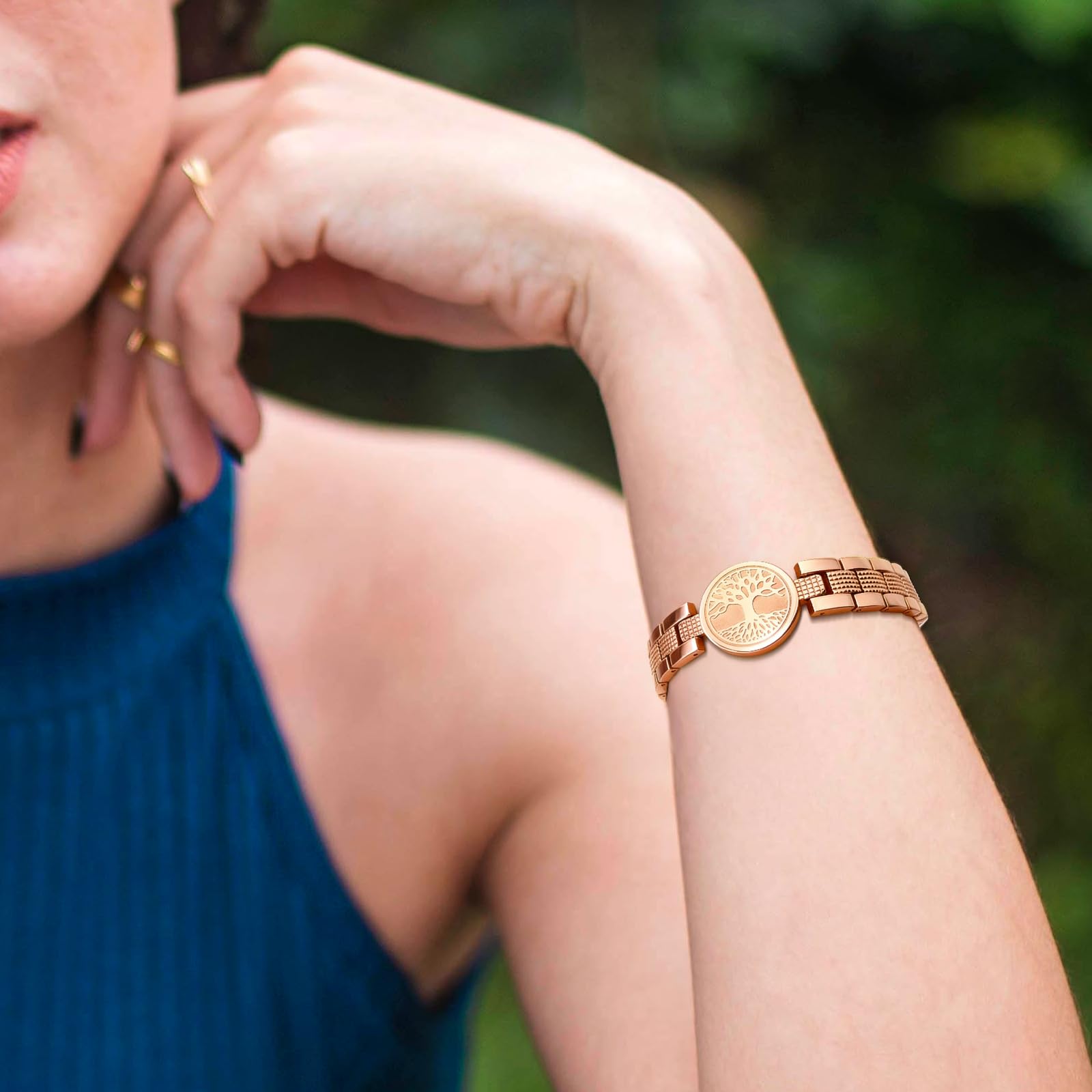 JEROOT Bracciale Magnetico Terapeutico ad Alta Potenza, Braccialetto Magnetico da Donna in Acciaio Inossidabile, Regolabile con strumento di rimozione