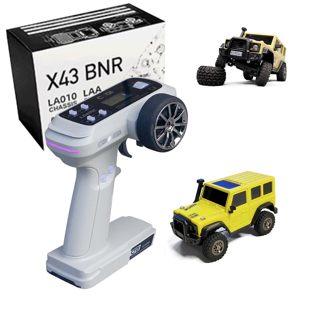 SpedUpX LDARC X43 RC Mini Climbing Car, 1/43 2.4G Hobby Grade RC Rock Truck 4x4 Mini RC Crawler for Adults, Comes with a DIY Replaceable Body Shell (RTR Version/Lemon Yellow)