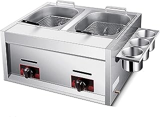 Komercyjna frytownica na butan i propan, komercyjny zbiornik do zaponu pulsacyjnego i przyprawy, frytownica ze stali nierdzewnej, z bryzgoszczeln pokrywk i koszami do smaenia