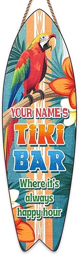 Miniatura 21 de Artsy Woodsy Letrero de madera personalizado con estampado de barra Tiki (no tallado ni neón), decoración de verano, letrero de piscina, patio