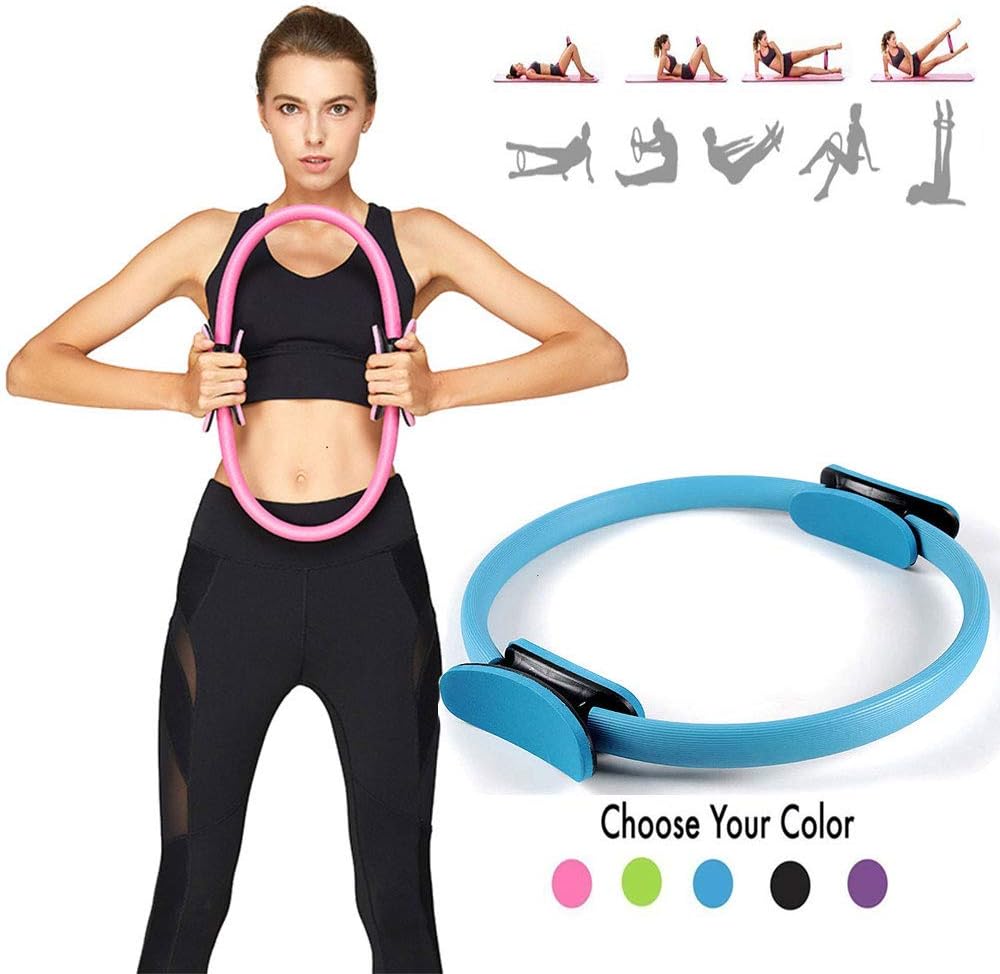 ZN Professional Magic Ring,Pilates Double Handle Ring-Dual Grip Magic Exercise Circle,Pelvic Floor Exerciser Ring Hoop Home Thigh Leg Kegel Muscle Toner Blue/Blue