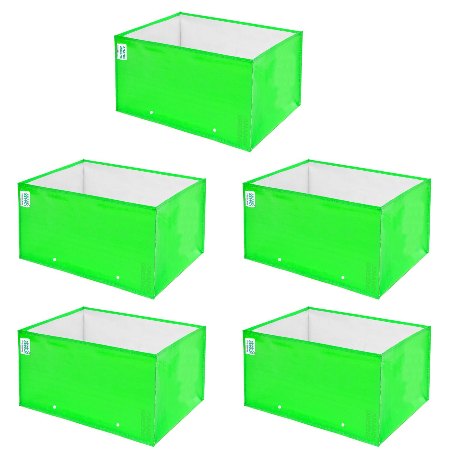 Anandi Green's Premium HDPE UV Protected 260 GSM Square Shaped Green Colour Plants Grow Bags Suitable for Terrace and Vegetable Gardening (Pack of 5, 24X12X9 INCH)