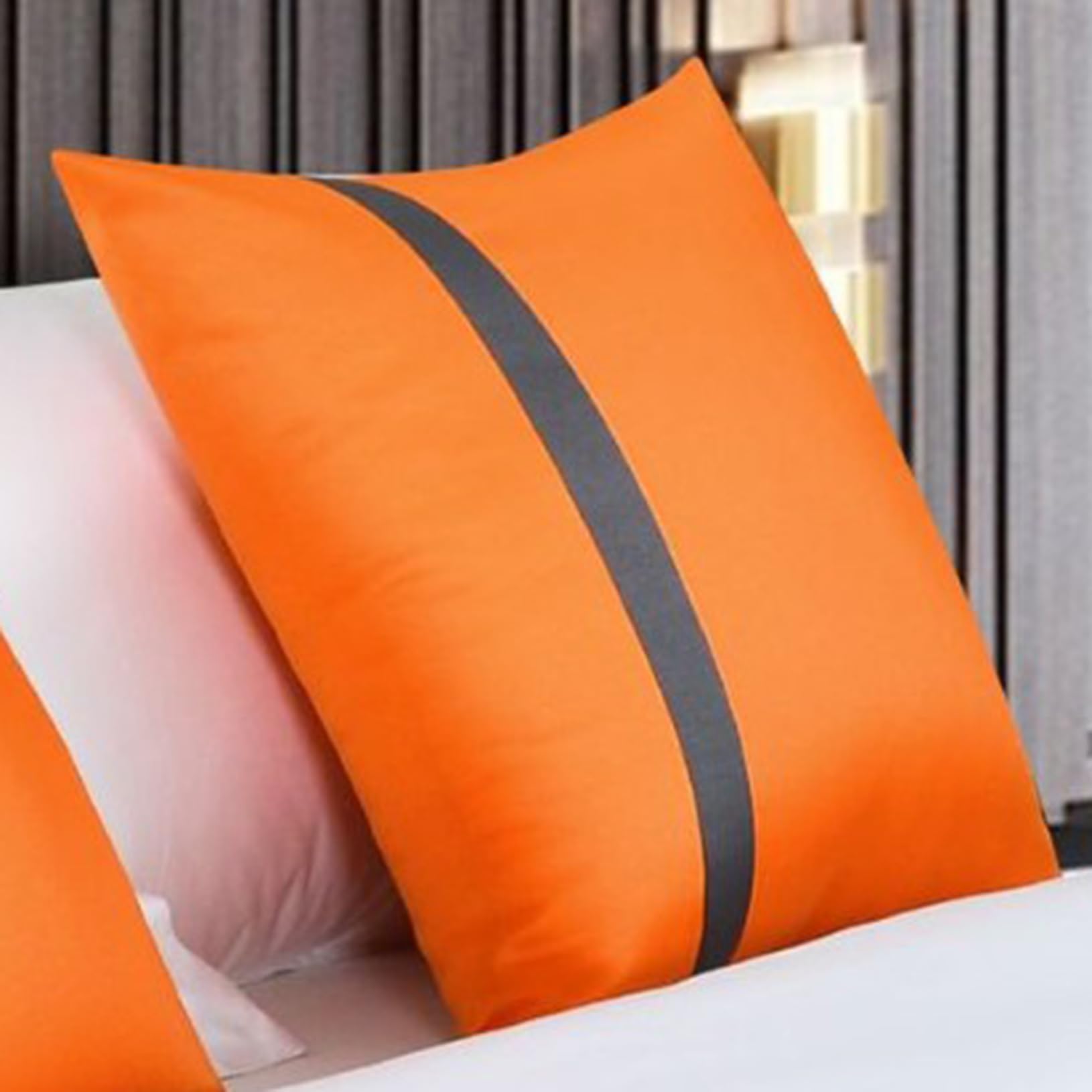 TTiiLoe Satin Cushion Cover with Core, Pillow Polyester Car Seat Cushion for Sofa Chair Bed Couch, Orange, 50 * 50cm