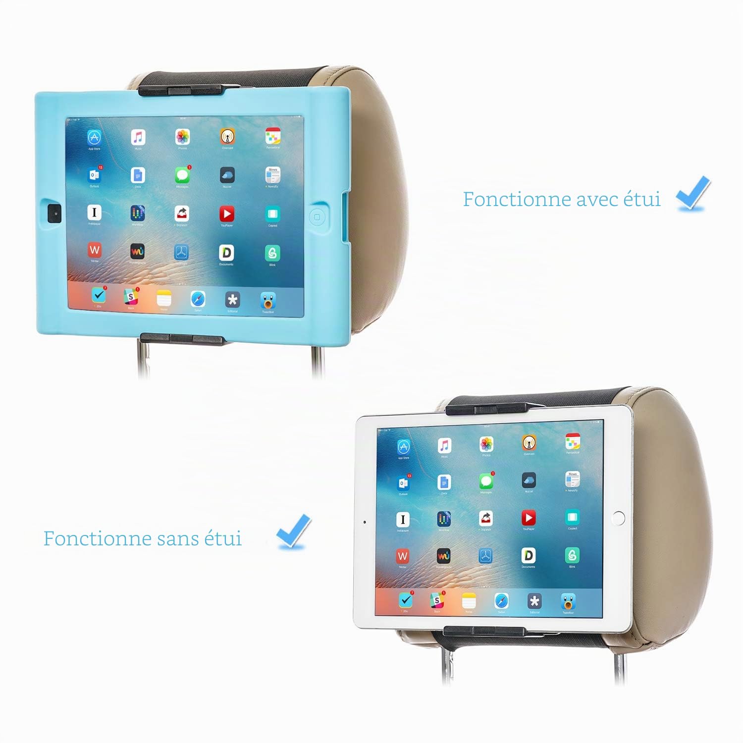 TFY Support de Voiture à Fixer sur l’appuie-tête pour téléphones et tablettes, Compatible avec écrans de 5 à 10,5 Pouces