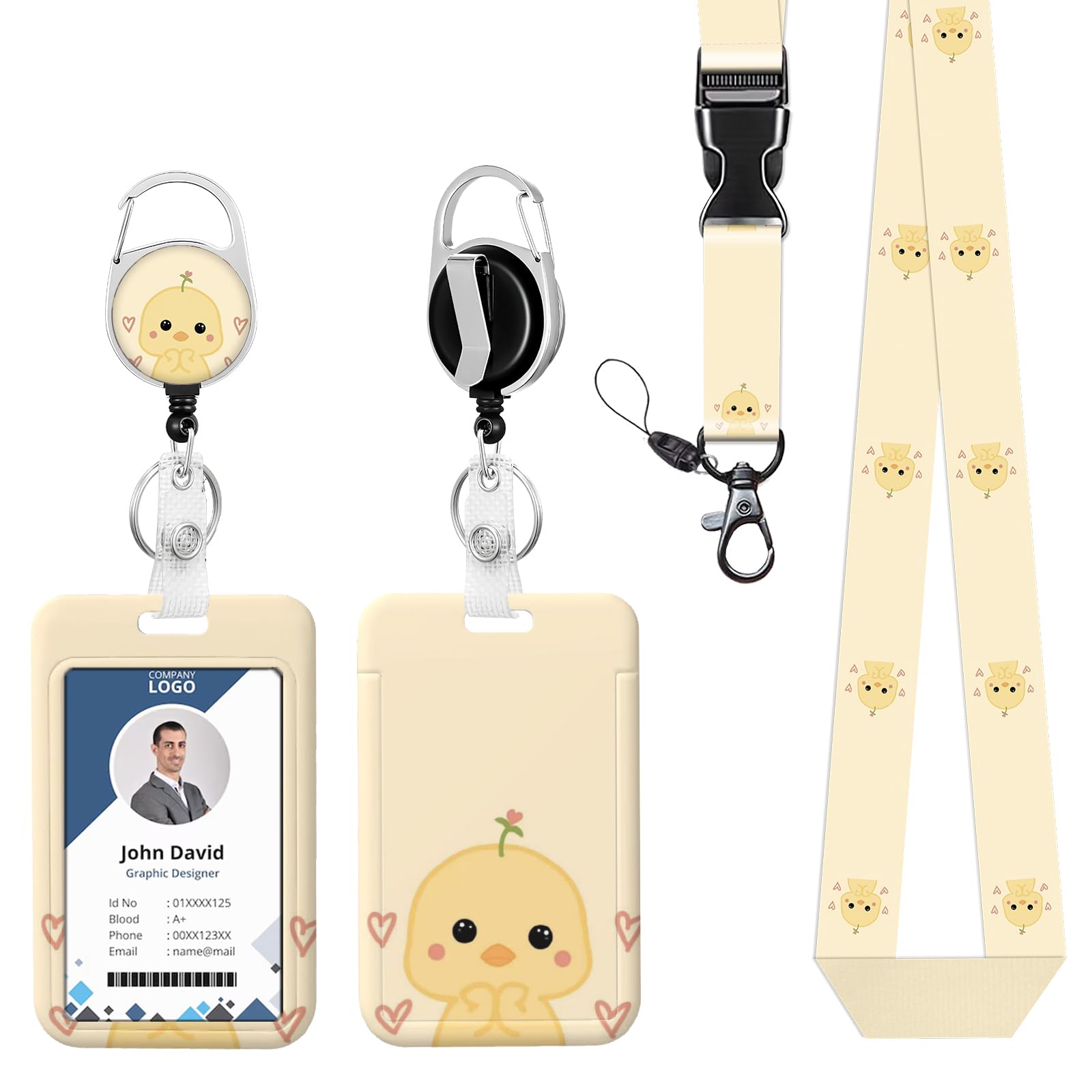ID Badge Holder with Lanyard Chick Retractable Reel Lanyards for ID Badges Name Tag Clips Funny Nurse Teacher Office Student Gift