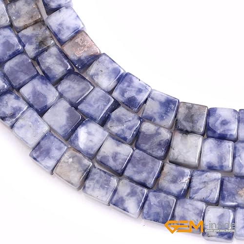 Miniatura 9 de GEM-Inside - Cuentas de cuarzo de fluorita de 0.157in con forma de cubo multicolor natural para hacer joyas, 15 pulgadas