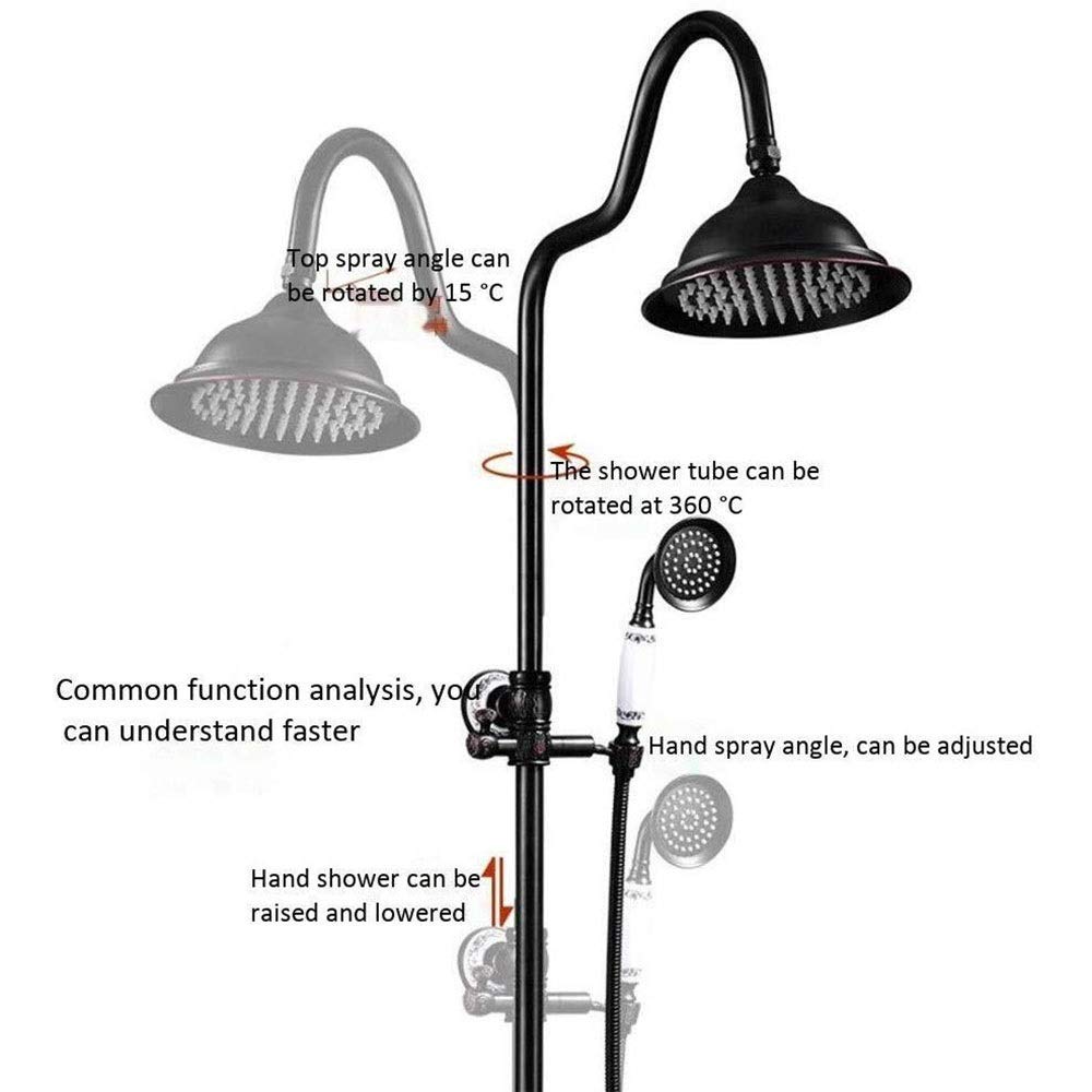 Juego de ducha de cobre antiguo con grifo de bañera, barra recta adyuble, sistema de ducha Ele Black h moderno baño ry Upgrade