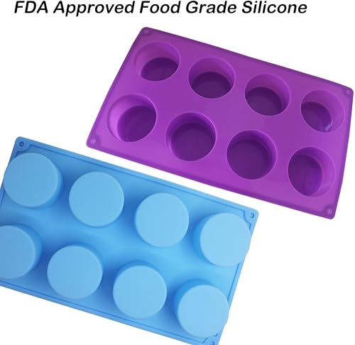 Miniatura 2 de SourceTon - Molde para hornear de silicona redondo grande de 8 cavidades, 3 paquetes de moldes antiadherentes de grado alimenticio para pasteles,