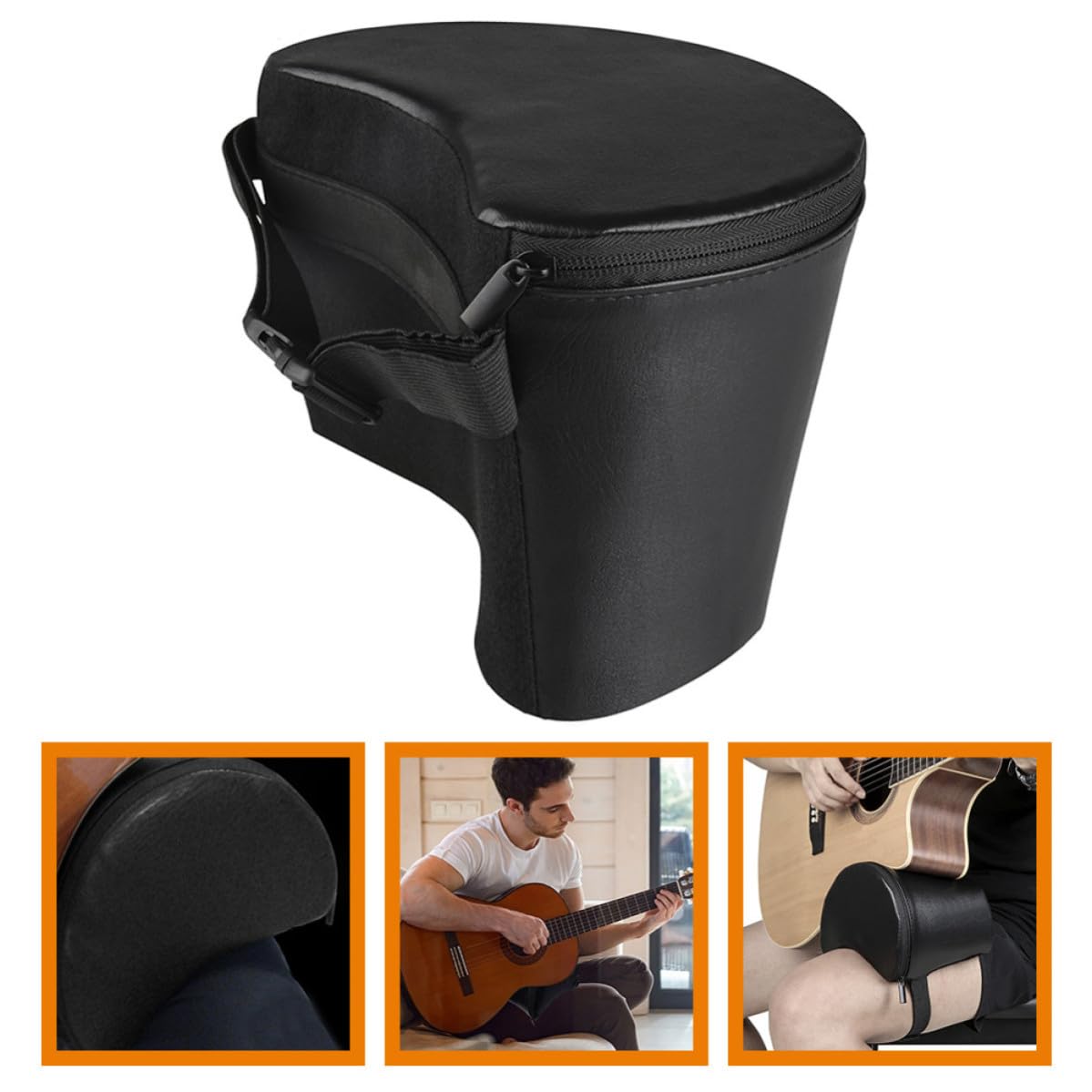 ibasenice Cuscino Facile da Trasportare Leggero Pelle Artificiale e Imbottito per Supporto Classica Acustica, Spugna Densità Alta Chitarra per Musicisti e Principianti
