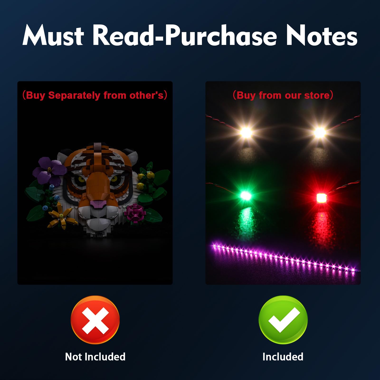 Light Control Led Light Set Compatible with Lego 31217 The Fauna Collection, Tiger (No Model) - Image 3