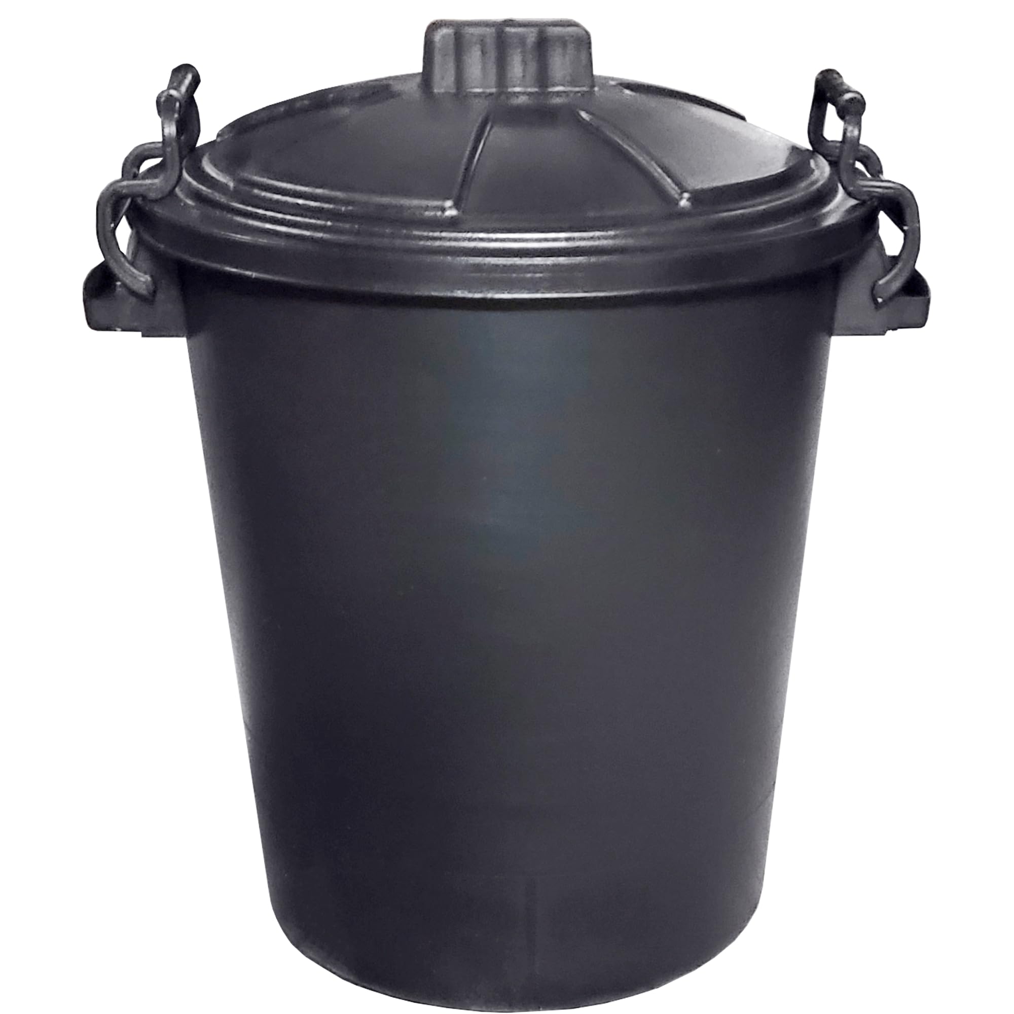 Black 50L 50 Litre Extra Large Heavy Duty Plastic Bin Dustbin, Storage Unit with Locking Lid for Home Garden Rubbish Waste Animal Feed