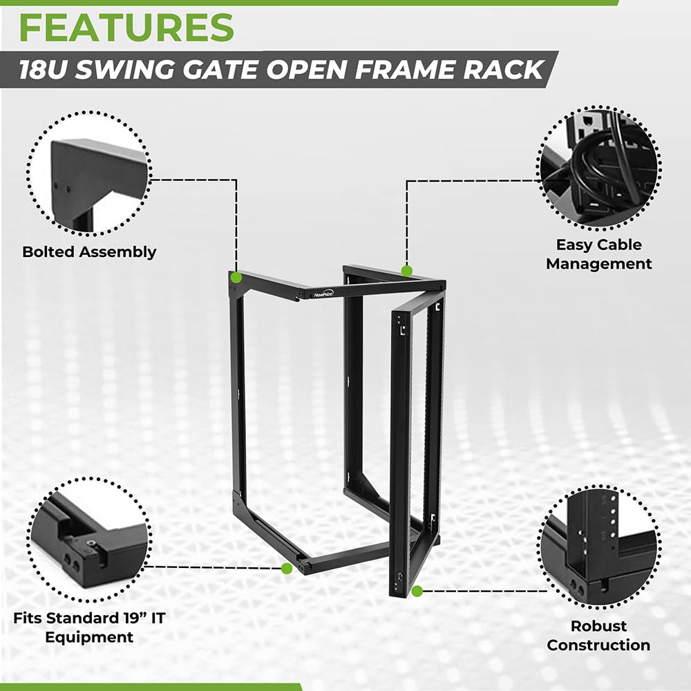 Av Equipment Rack Swing Rack NavePoint 18U Server Rack with Swing Gate - Wall Mount Rack for 19 Inch ...