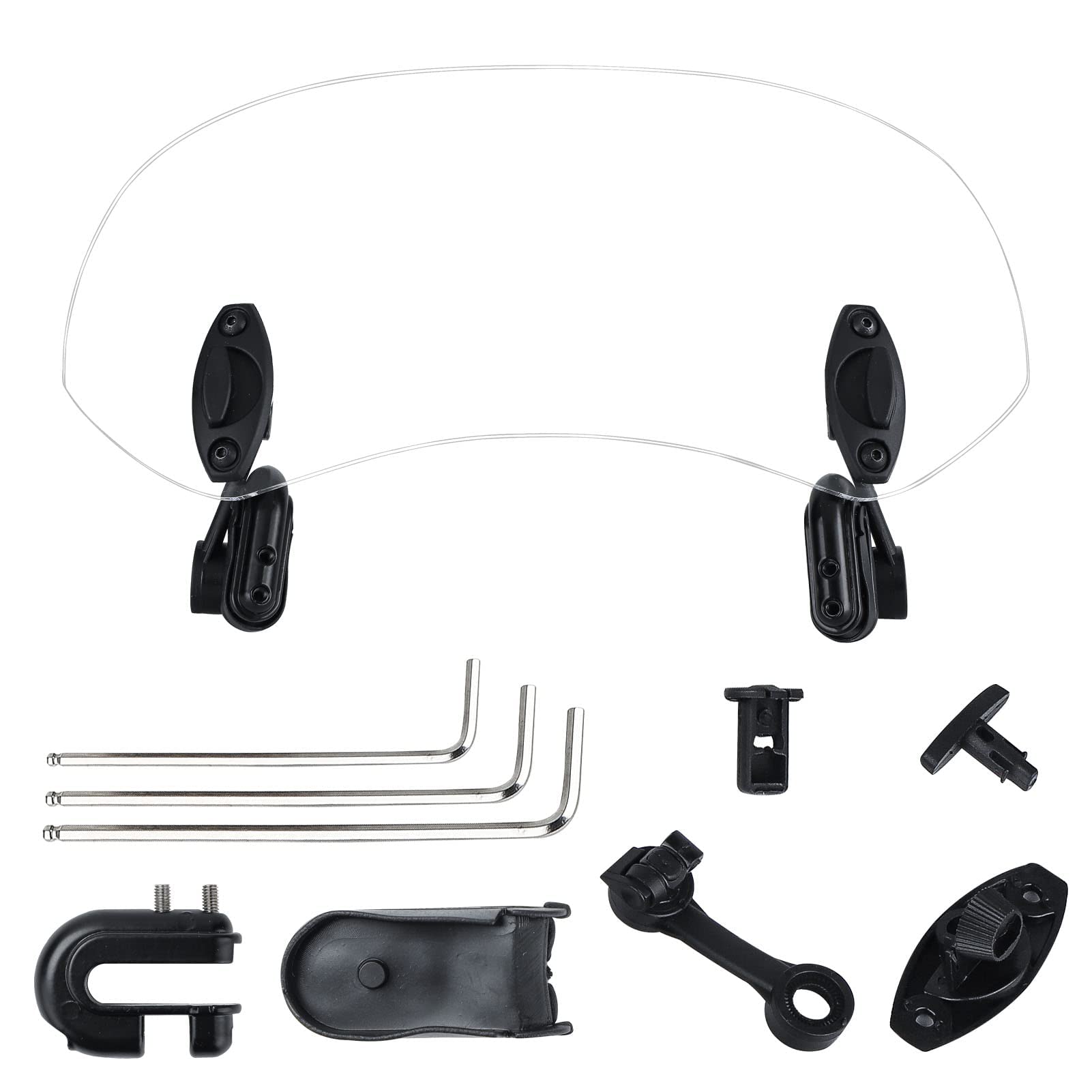 Motorcycle Windshield 28X12cm Universal Clip On Extension Spoiler Adjustable Wind Deflector Transparent Air Deflector for Motorcycle Sportbikes Scooter Sunvisor