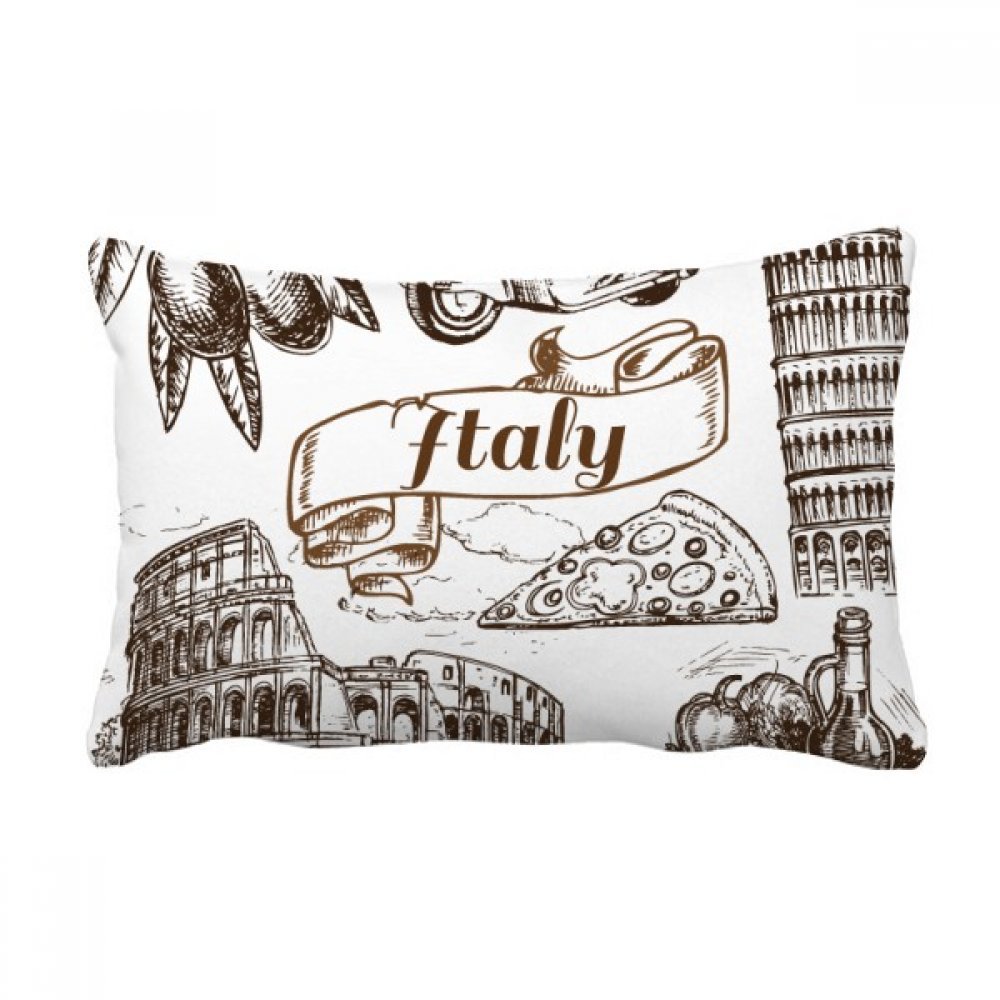 Oreiller lombaire de soutien canapé motif paysage Italie 16x24 pouces