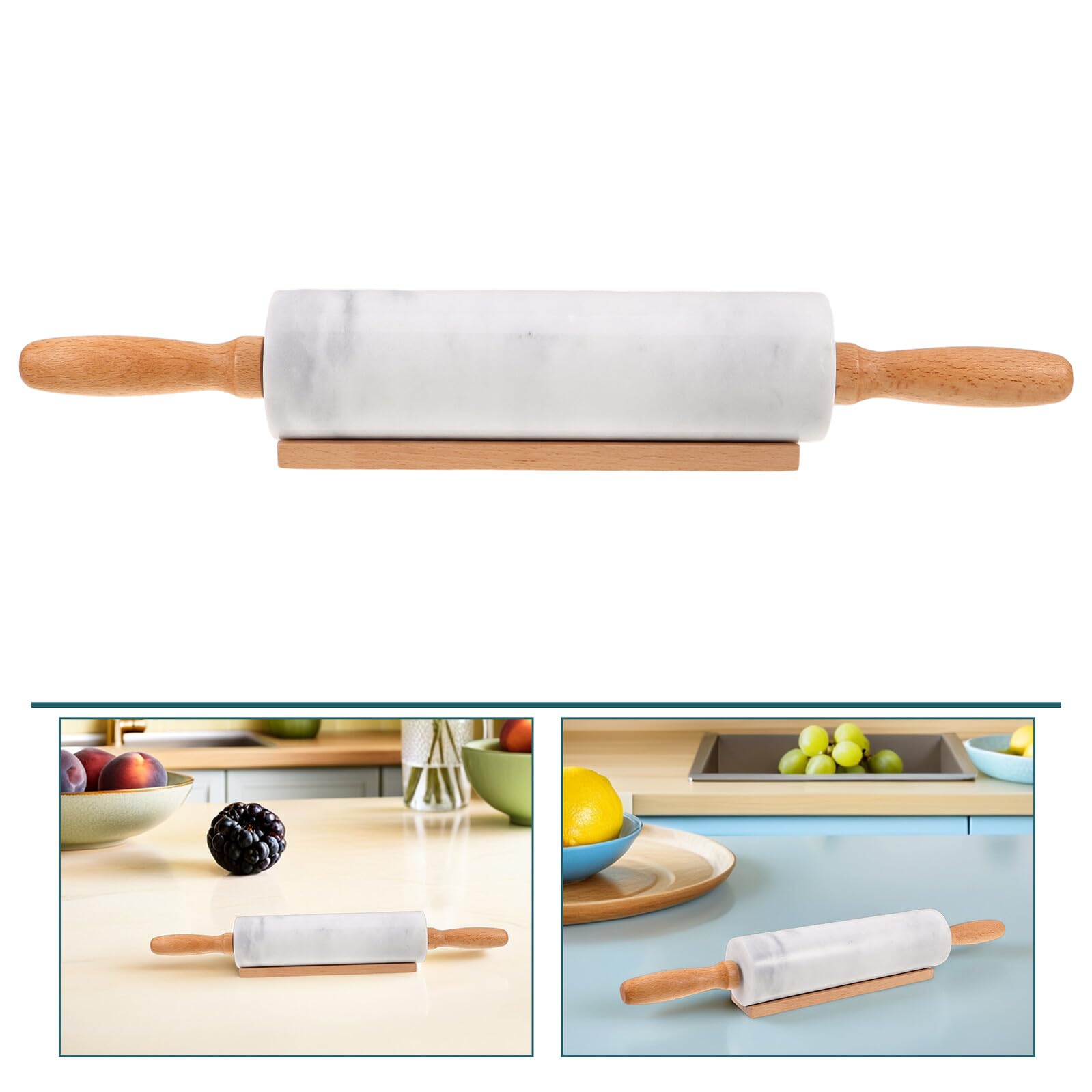 3 Piezas Rodillos de Mármol para Masa Rodillo de Cocina Antiadherente de Alimenticio Ergonómico para Pasta Pizza Pasteles y Pan Hogar