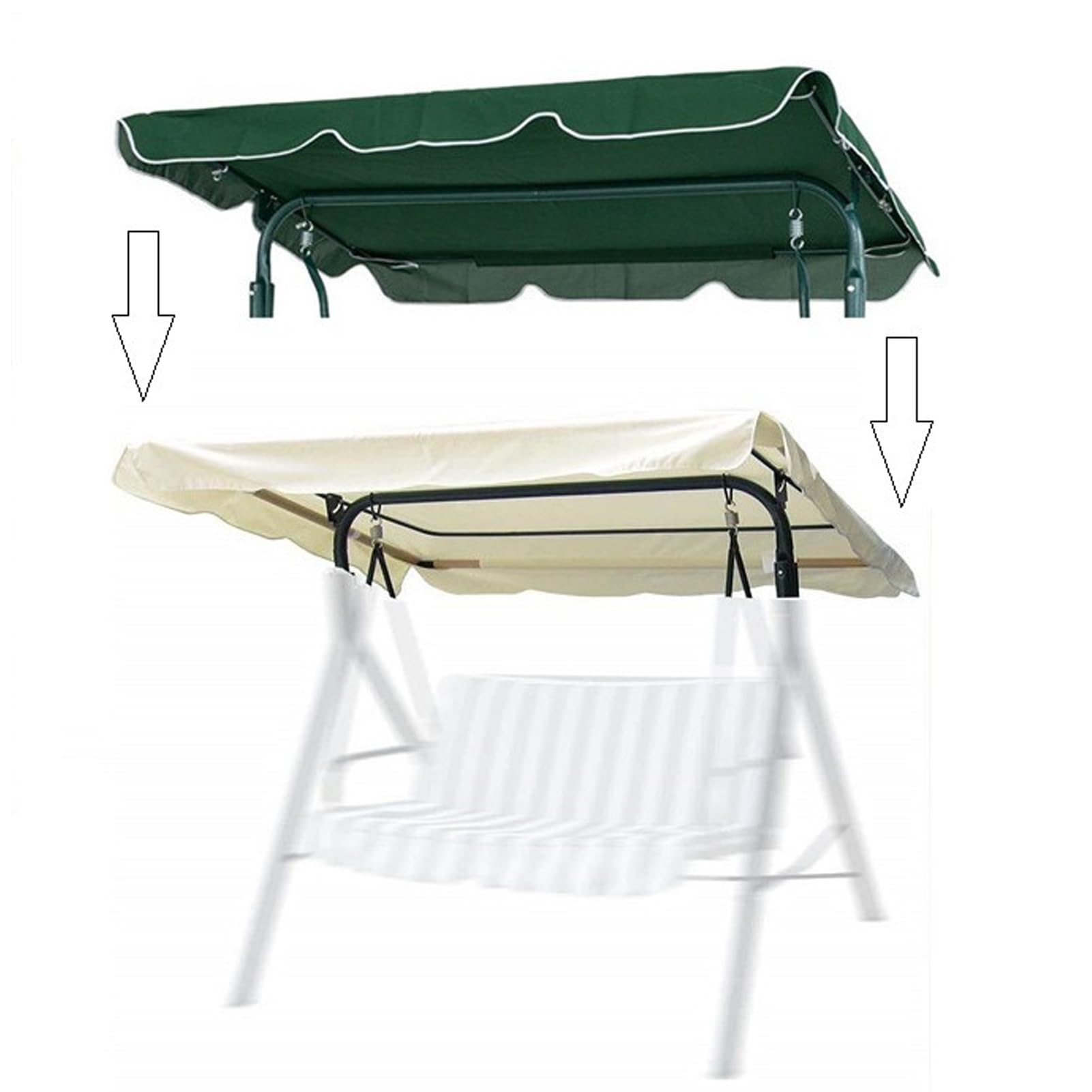 Hollywoodschaukel dachbezug, Wetterbeständig Sonnendach für Gartenschaukel Ersatz, Dauerhaft , Wasserdichtes Dach für Gartenschaukel, UV-Schutz (164*114*15 CM,2)