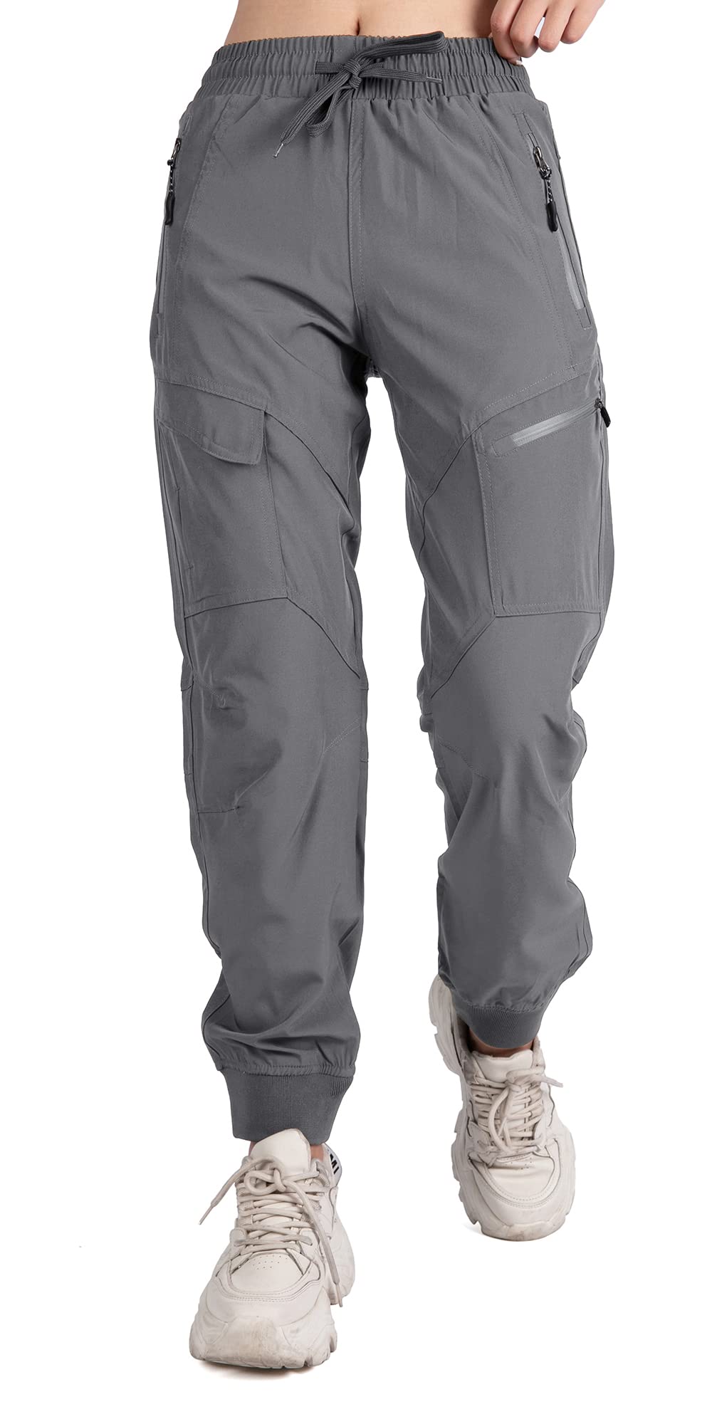 Women's Athletic Hiking Cargo Joggers Pants Outdoor Workout Lightweight Quick Dry UPF 50 Zipper Pockets
