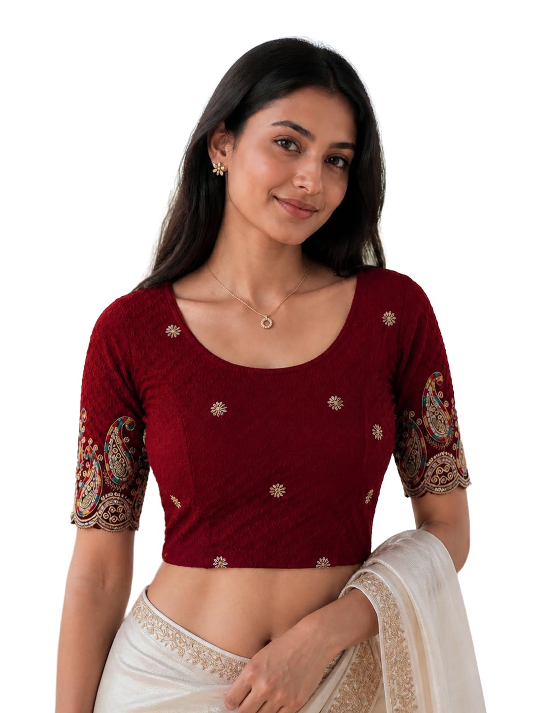 rajnandini Women's Lycra Embroidered Readymade Blouse(BL6207-P)-picture-13