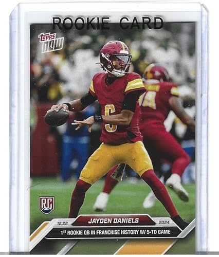 Jayden Daniels Football Rookie Card, Topps Now 16, Commanders Superstar, 1st Franchise Rookie In History With 5 TD Game