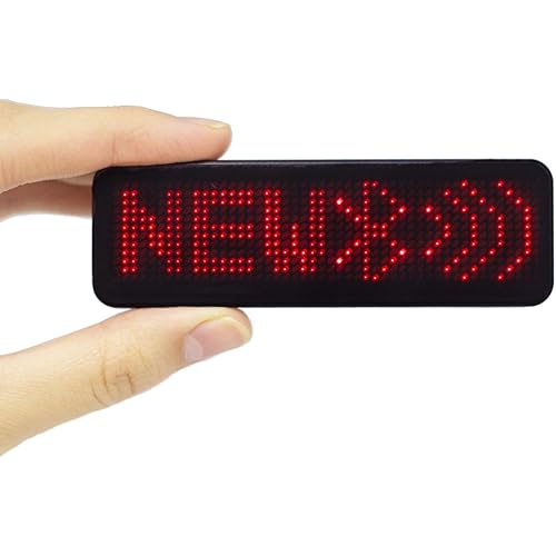 Upgraded Wireless Bluetooth LED Name Badge Rechargeable Name Tag (Red)