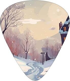 Winter Landscape Guitar Picks 12 Pack Bass Picks with Organizer Box Guitar Plectrum Includes Thin Medium Heavy Guitar Picks Ukulele Picks for Bass Acoustic Electric Guitars