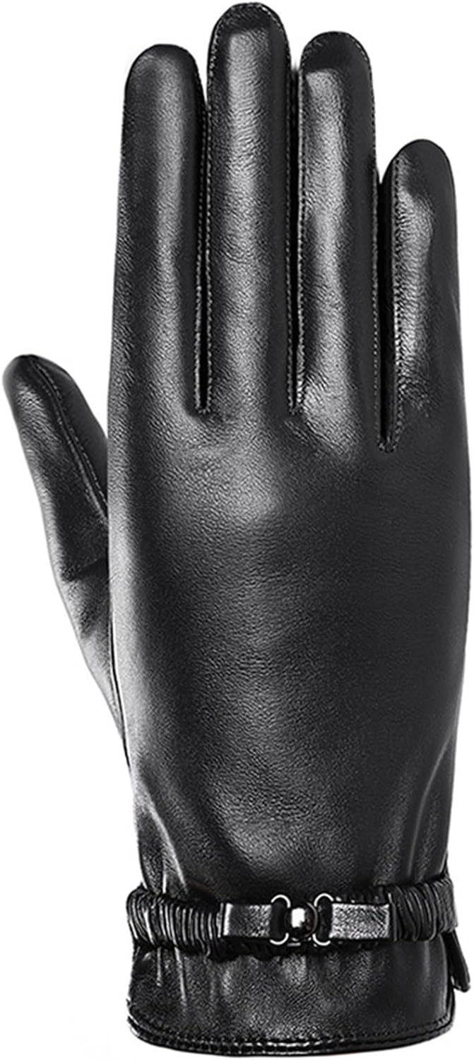 [売店] レディース レザーグローブ 女性のパッド入り暖かい厚みのある運転乗馬タッチスクリーン屋外革手袋抗寒さ 冬のギフト クリスマ