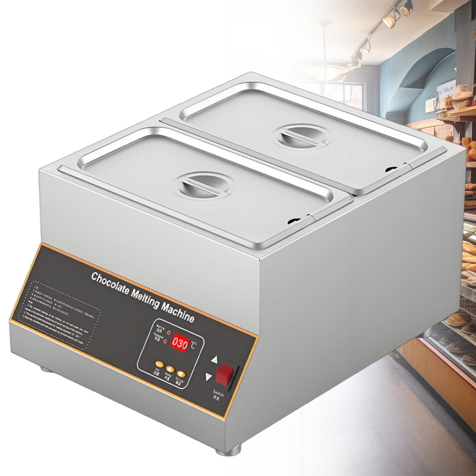 Scioglitore di Cioccolato 500W Display LCD, Temperatura Regolabile 0-95℃, Design Multi-Serbatoio, Ideale per Sciogliere Cioccolato e Burro 2cylinder
