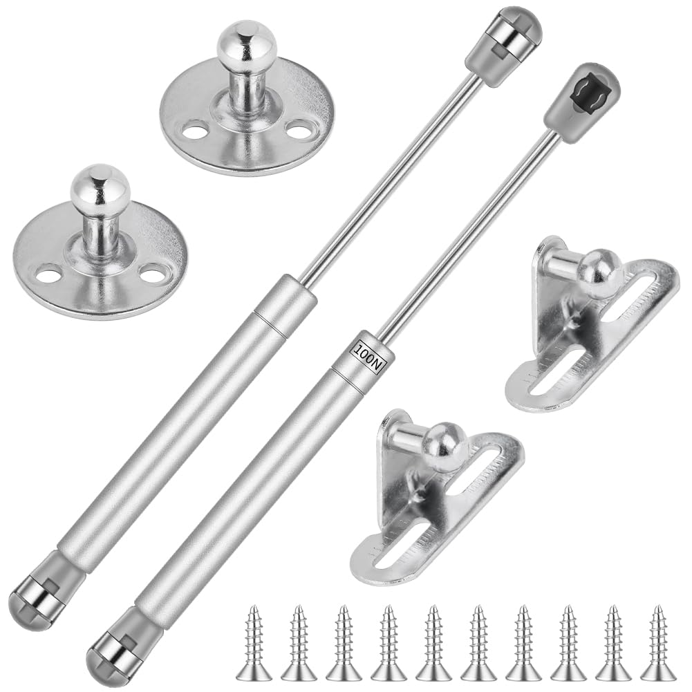 NUTKIT 100N Gas Struts, Hydraulic Cabinet Door Hinges, Soft Open Lift Up Spring lid Supports Hinges for Kitchen Cabinet Cupboard Door, 2 Pack