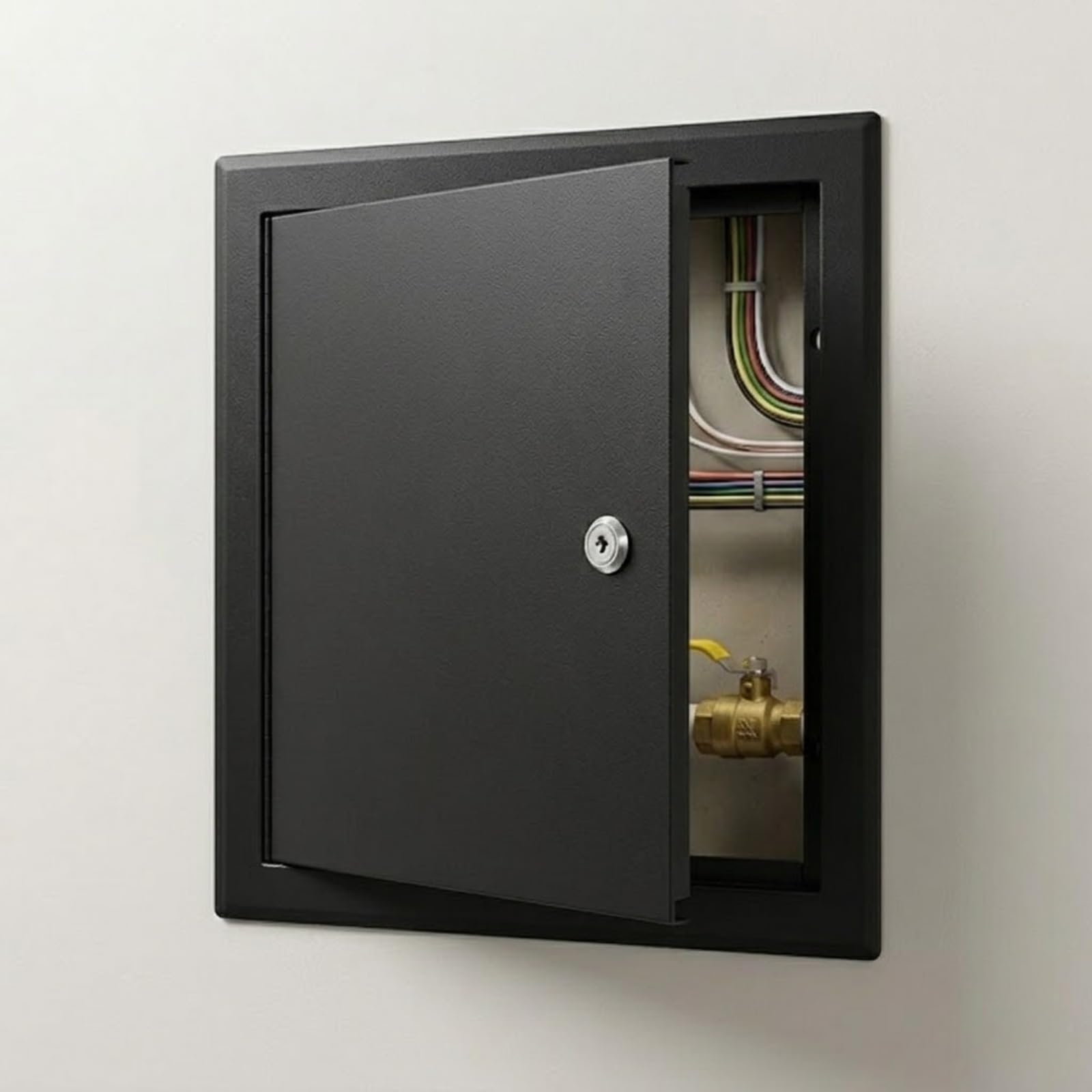 Locking Access Panel 300x300mm Aluminium Inspection Hatch for Wall & Ceiling, Flush Fit Service Door with Key Lock for Plumbing Electrical Cable Maintenance(Black,15x25cm)