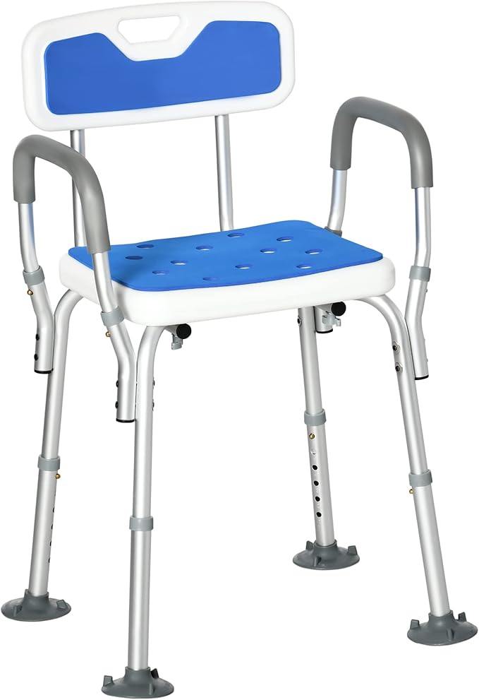 Adjustable Shower Chair with Arms and Back, Bath Chair with