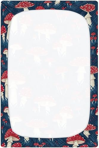 Miniatura 3 de Kigai Fitted Crib Sheet for Boys Girls,Red Mushroom Jersey Knit Baby Sheet for Standard Crib and Toddler Bed Mattresses, Cozy Soft Breathable, 28 x
