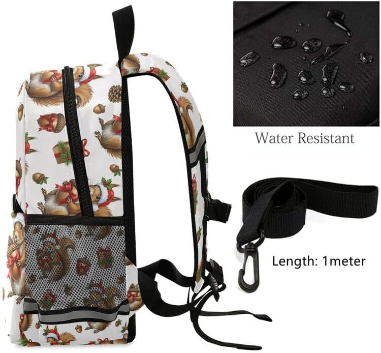 QUGRL Christmas Squirrel Gifts Toddler Backpack for Boys Girls Kids School Backpack with Chest Strap Leash Preschool Schoolbag Nursery Kindergarten Bag for Daycare Travel Hiking School