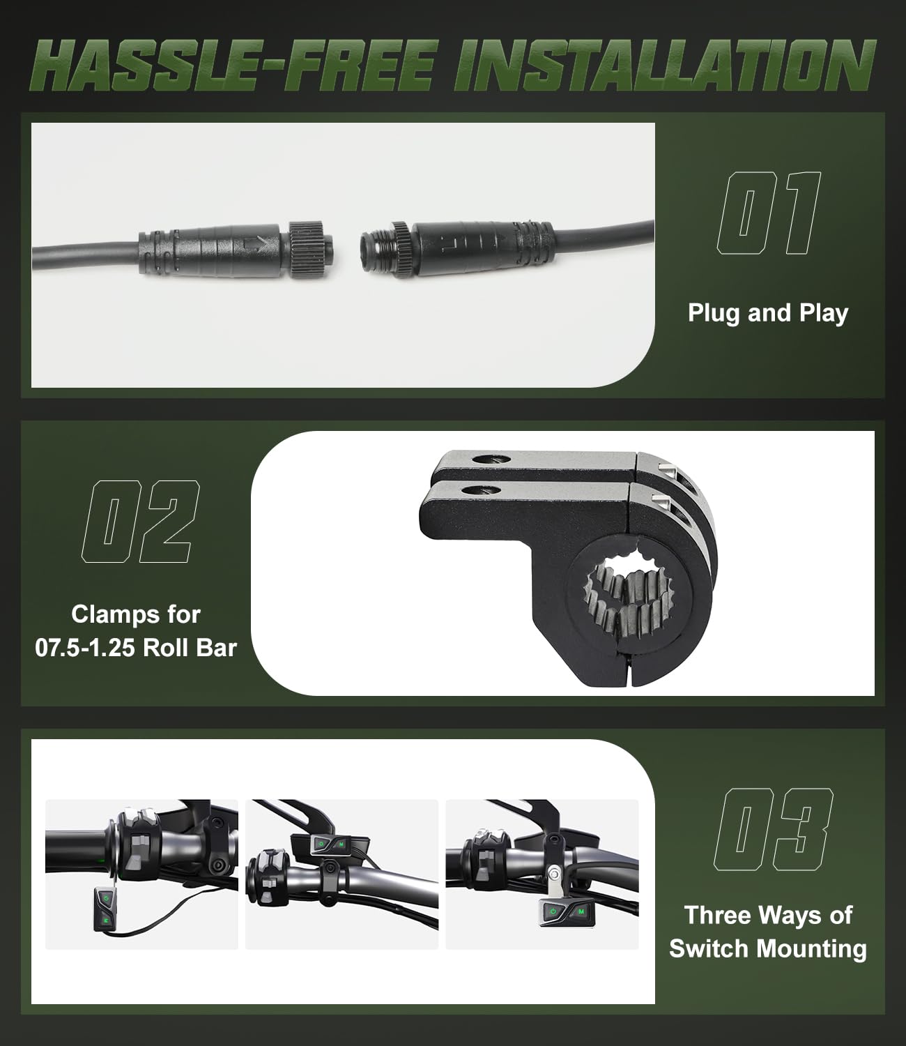 EXZEIT Motorcycle Auxiliary Light Kit, White and Yellow High Low Beam Driving Lights Fog Light, Compatible with Motorcycle ADV ATV UTV Car Truck, 12V/24V