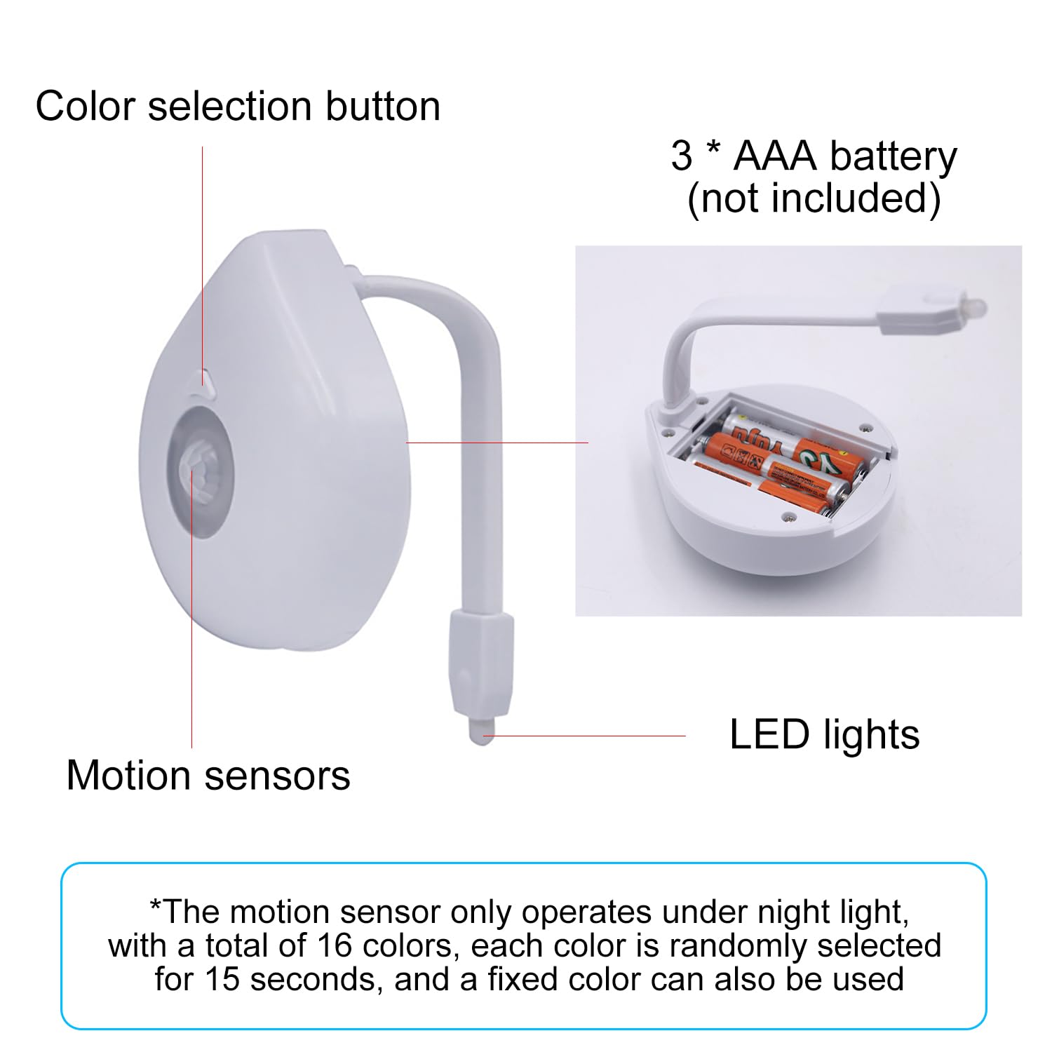 Lampada WC LED Con Sensore - 16 Colori, A Batteria, Igienica E Regolabile - Foto 5