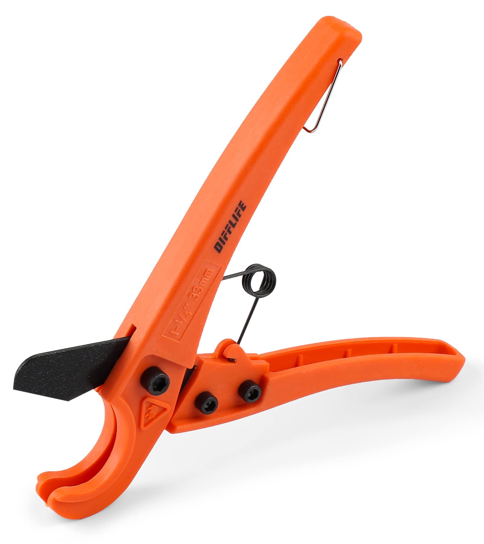 DIFFLIFE Pipe Cutter, High Performance blade Made Ratchet-type Pipe Cutter, One-hand Fast Pipe Cutting Tool for PVC PPR PE PEX Pipe and Other Plastic