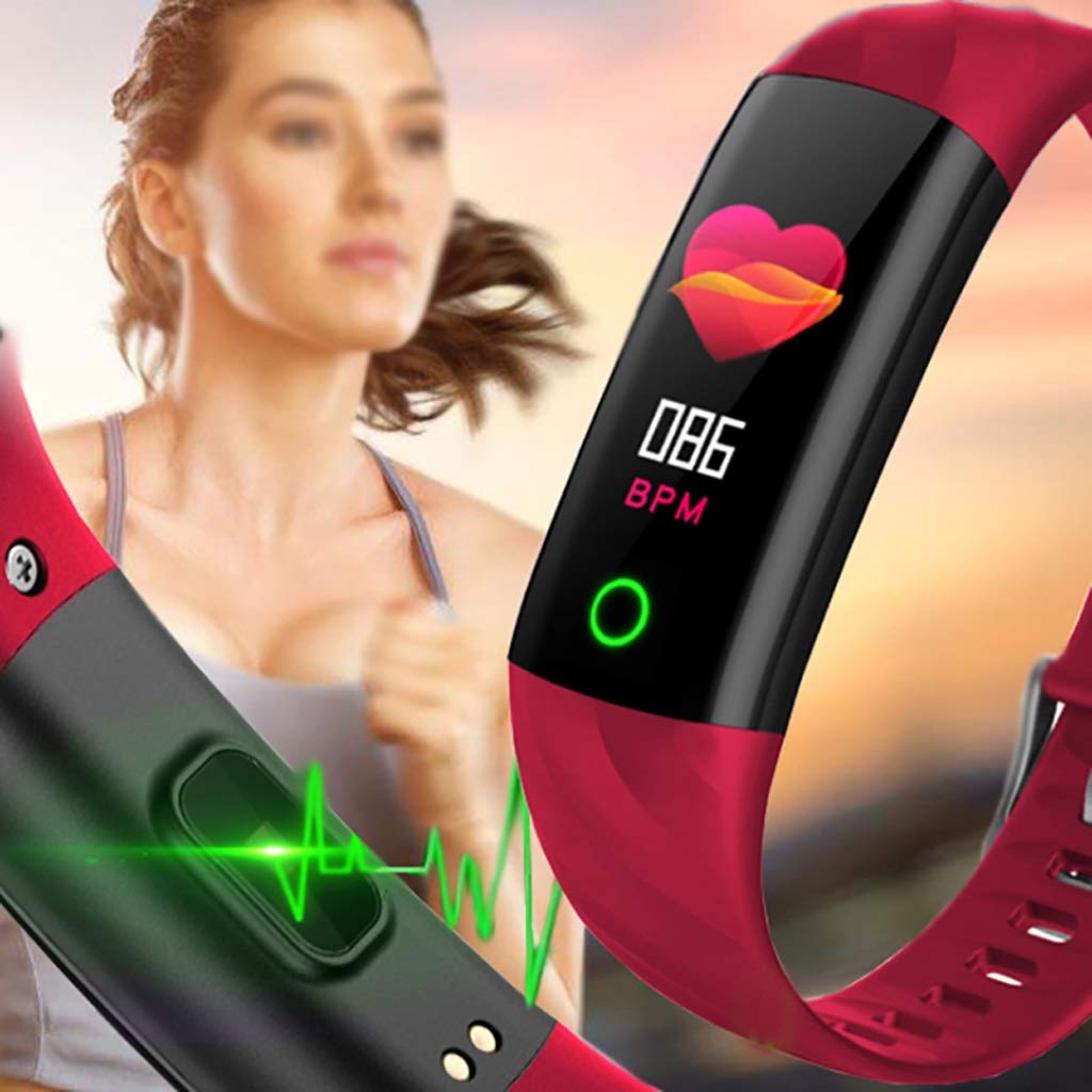Monitores de actividad Bluetooth Smart Watch Fitness Tracker IP67 impermeable con ritmo cardíaco Monitor de suspensión, contador de pasos, rastreador de actividades, podómetro for mujeres hombres ( Co