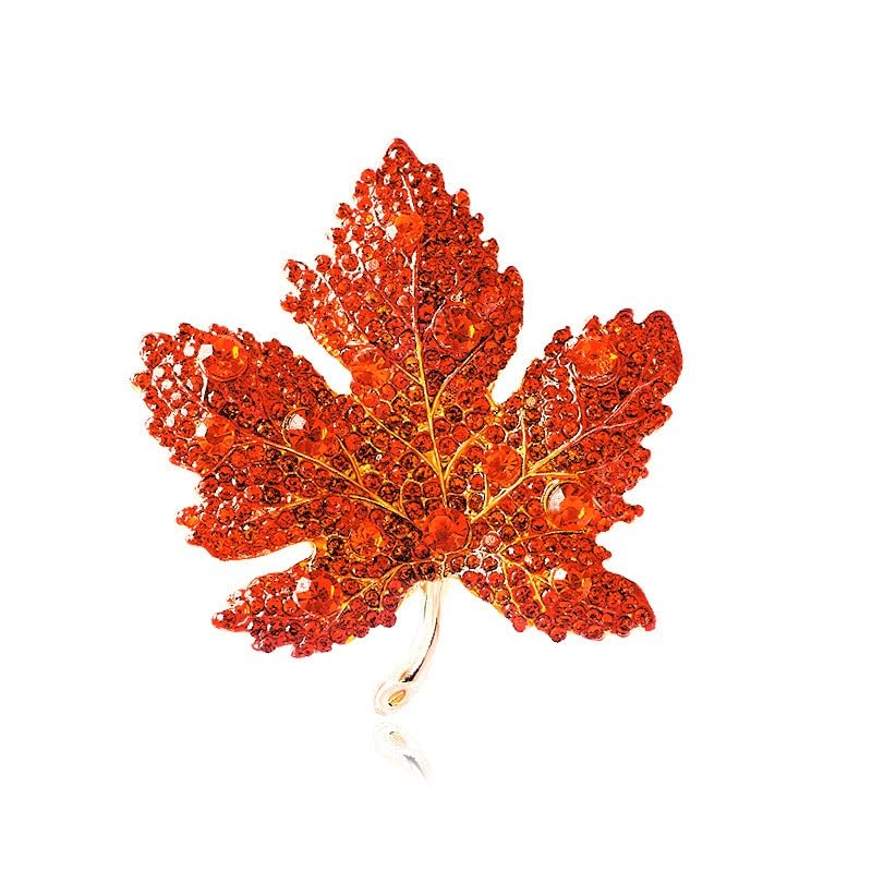 Image of Rhinestone Crystal Maple Leaf Brooch Pin for Women Fall Thanksgiving Vintage Colorful Maple Leaf Lapel Pin Party Prom Wedding Thanksgiving Jewelry Gift