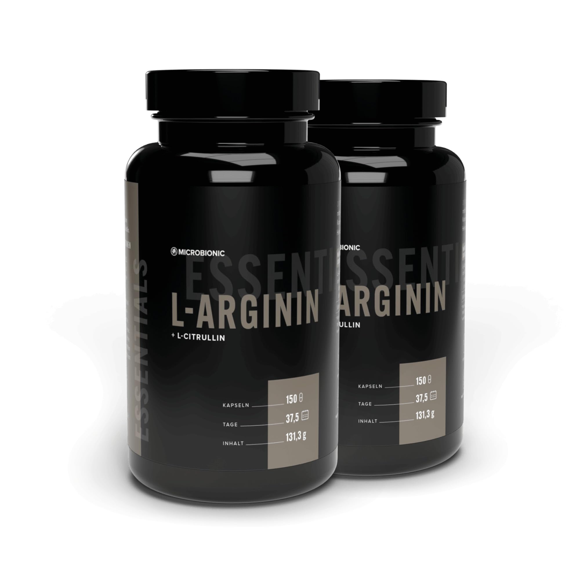 L-Arginin + L-Citrullin 2er Set by MICROBIONIC | 150 Kapseln | hochdosiert: 3000 mg | vegan | laborgeprüft