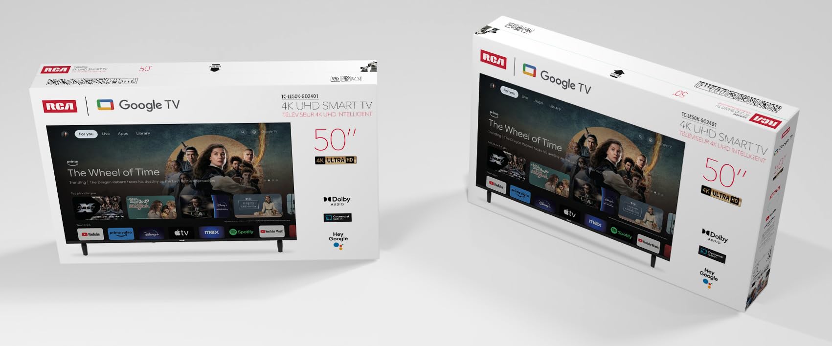 RCA 50-Inch UHD Smart Google TV, Frameless LED Display with HDR10, Wi-Fi and Bluetooth, Google Assistant Built-in, Compatible with Alexa