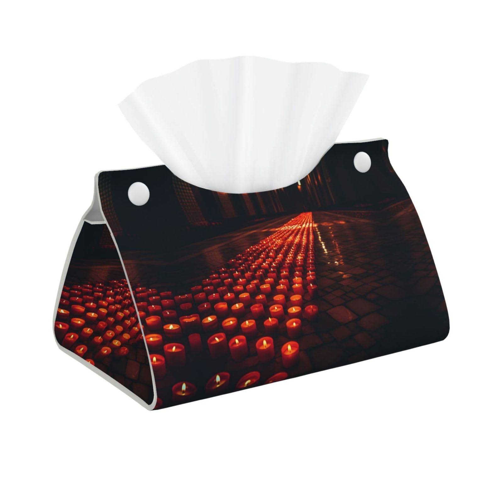 Decorative Tissue Box Cover Wishing Candle Tissue Box Holder Aesthetic Leather Storage Organizer Box for Bathroom Vanity Tabletop Night Stands Office Funny Home Decorative Tissue Case