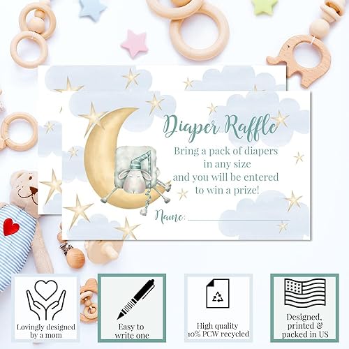 Miniatura 13 de Amanda Creation Gold & Silver Twinkle Little Star - Boletos para rifas de pañales neutrales de género para baby showers, 20 insertos de doble cara