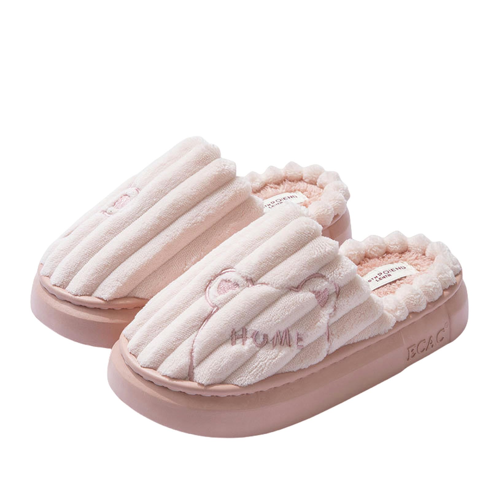 Pantuflas cálidas de dinosaurio para casa, con forro de invierno, para interiores, color rosa, 38-39