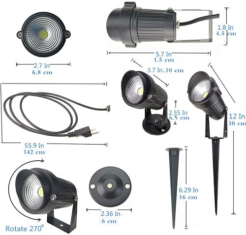 Miniatura 3 de Paquete de 6 focos LED de 5 W de color blanco cálido para exteriores, lámpara de montaje en pared, soporte de estaca impermeable para caminos,