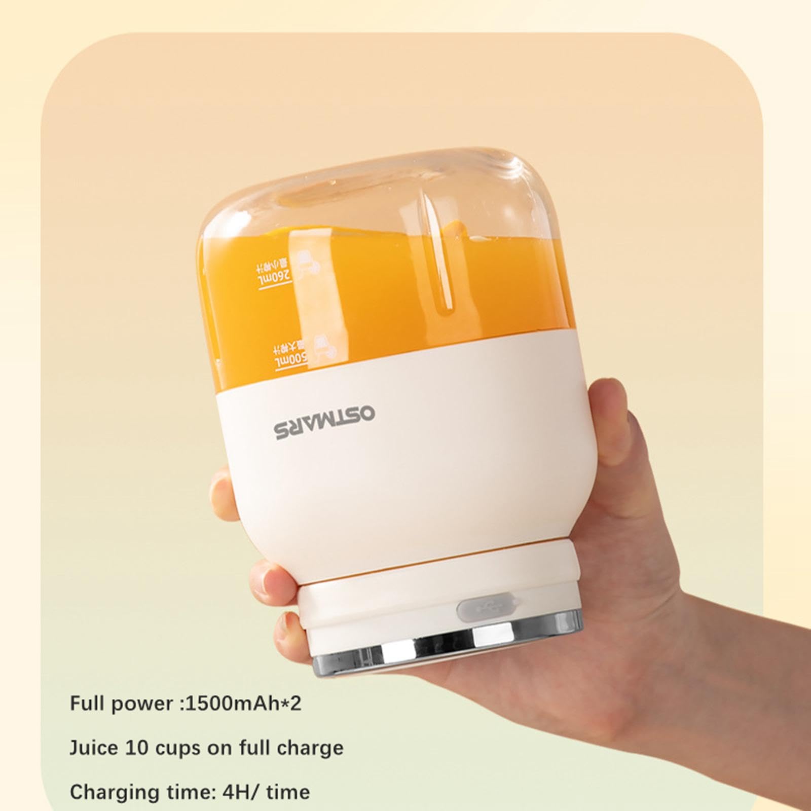 Mixeur électrique, Bouteille pour Smoothies, Mixeur Portable et, Gobelet pour La Maison, Le Bureau et Le Sport, blanc